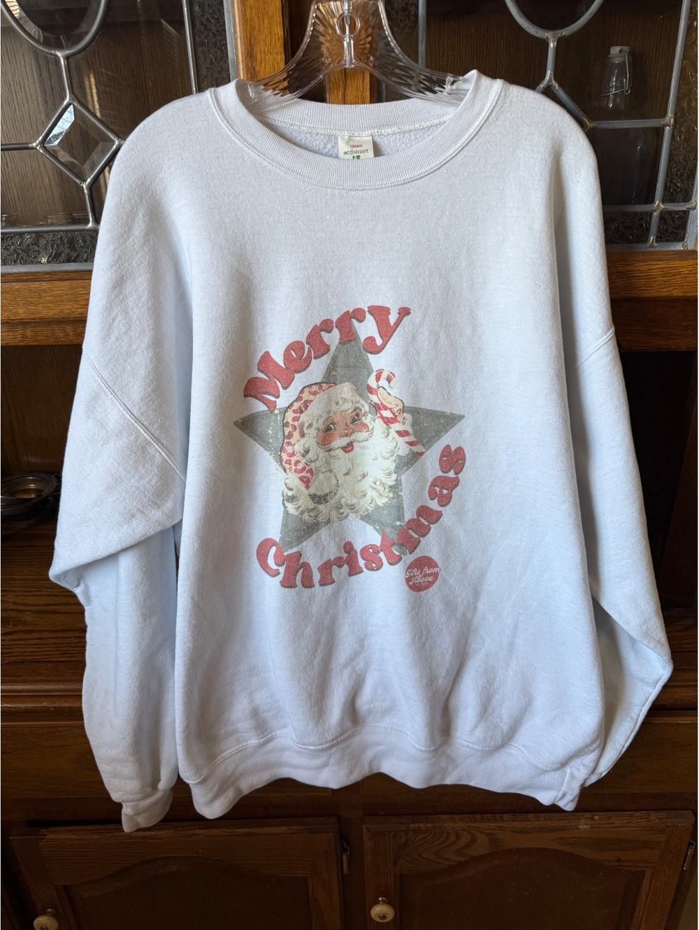 Vintage Style Merry Christmas Santa Sweatshirt XL Hanes Retro Holiday Graphic